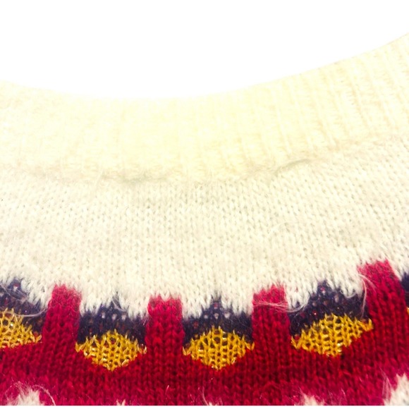Fair Isle Sweater Size Medium Boho Country Oversized Cozy Knit Cream Multicolor - Picture 5 of 13